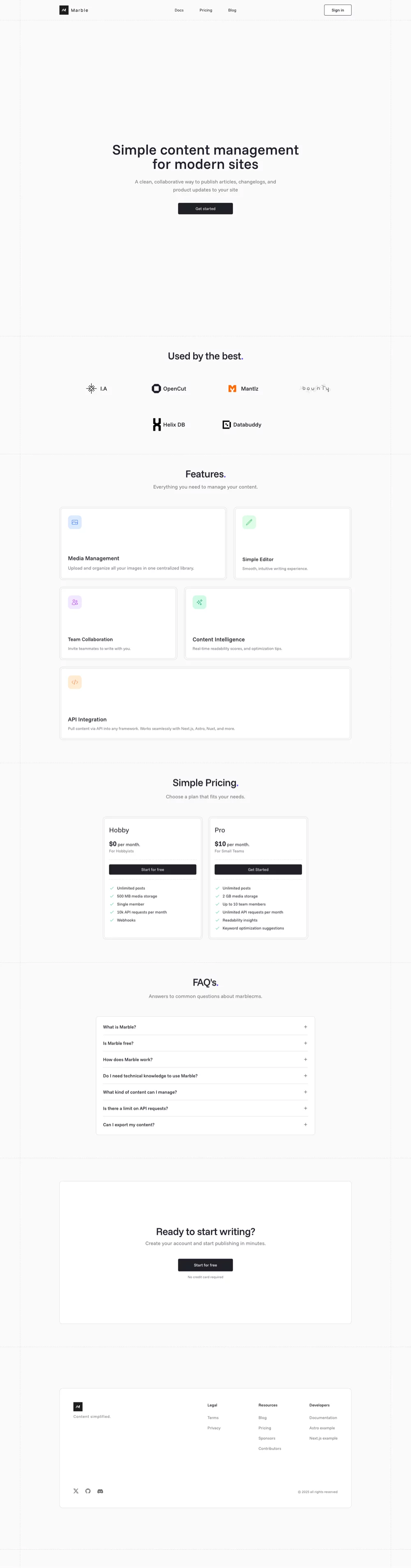 MarbleCMS - Full Page Screenshot