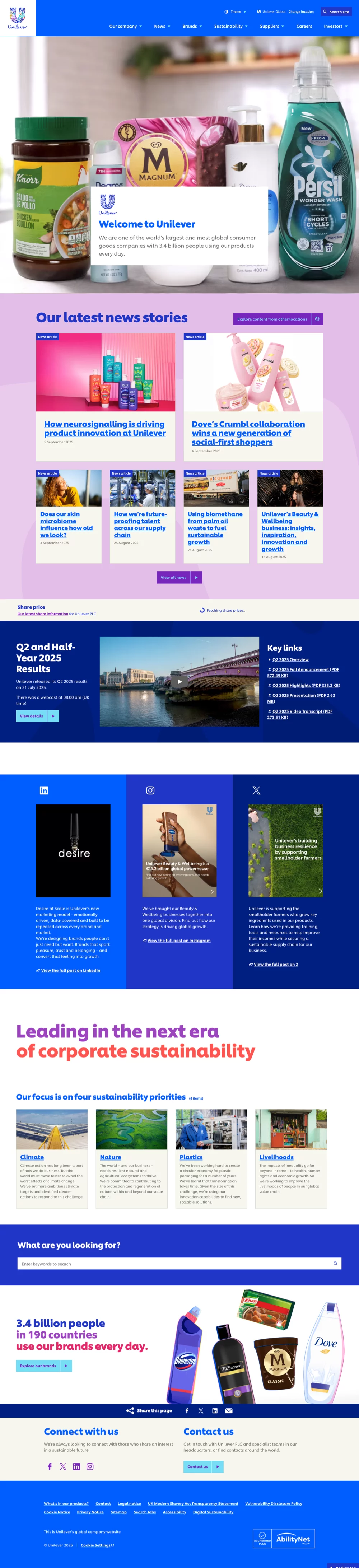 Unilever Global - Full Page Screenshot